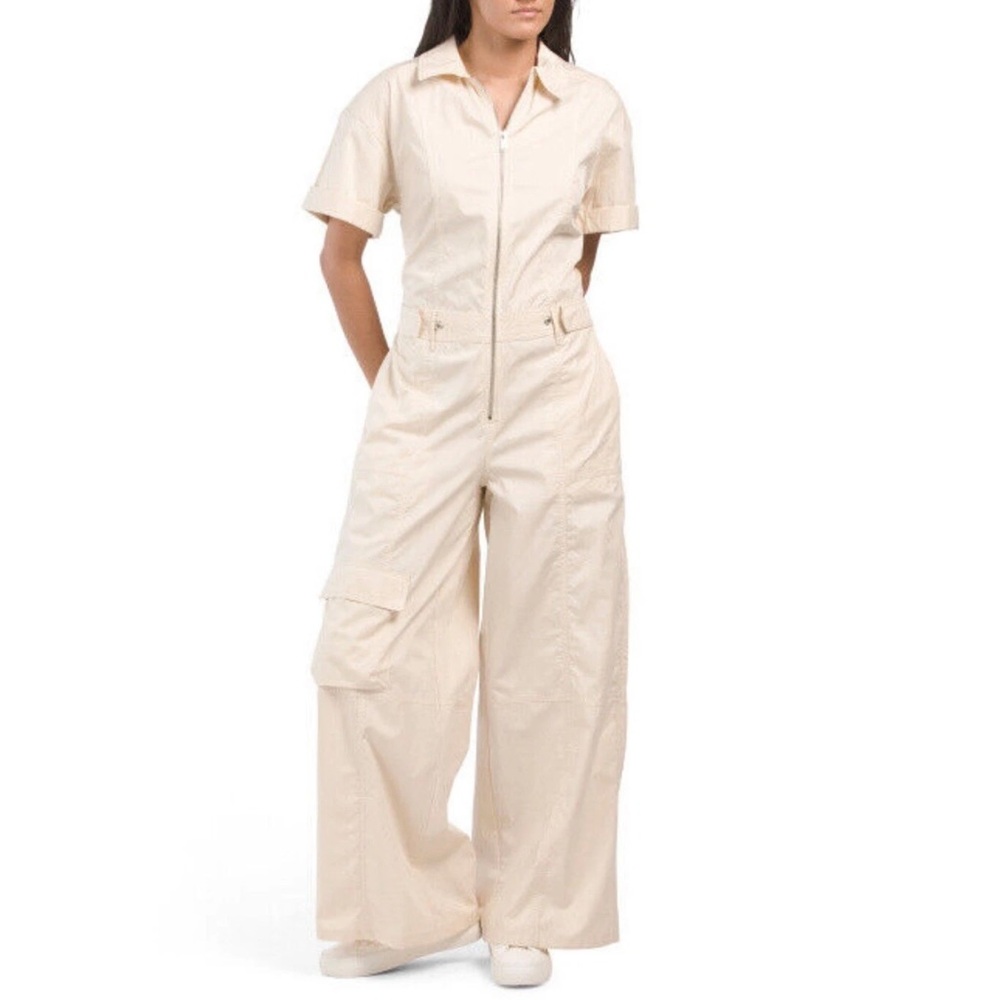 ZARA Zip Up Wide Leg Cargo Jumpsuit